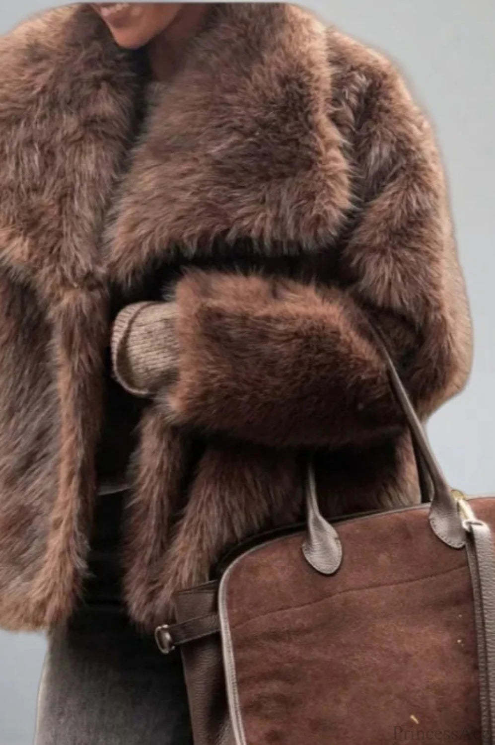 Vintage Solid Color Faux Fur Minimalist Coat