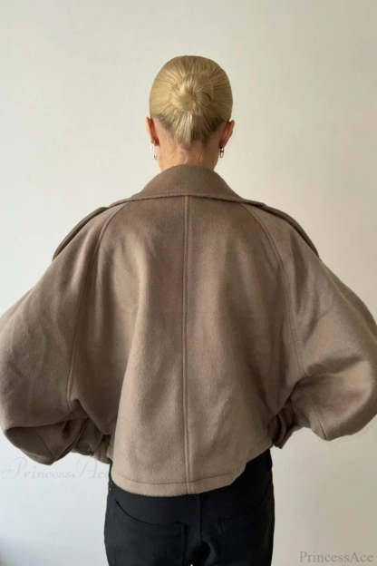 Vintage Stand Collar Buttoned Short Wool Coat