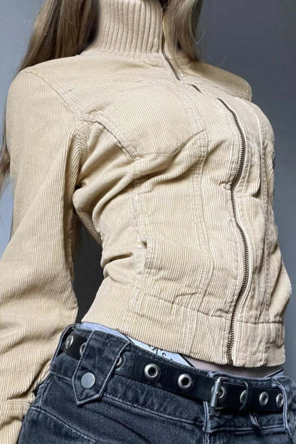 Vintage Streetwear Utility Solid Lapel Pocket Jacket