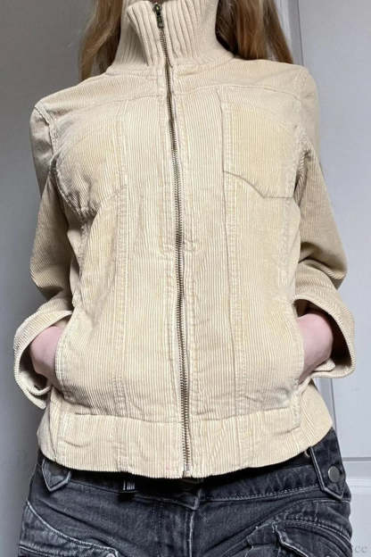 Vintage Streetwear Utility Solid Lapel Pocket Jacket