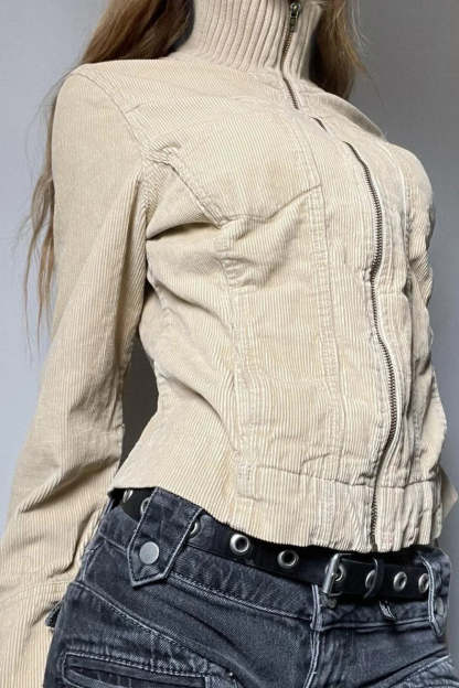 Vintage Streetwear Utility Solid Lapel Pocket Jacket