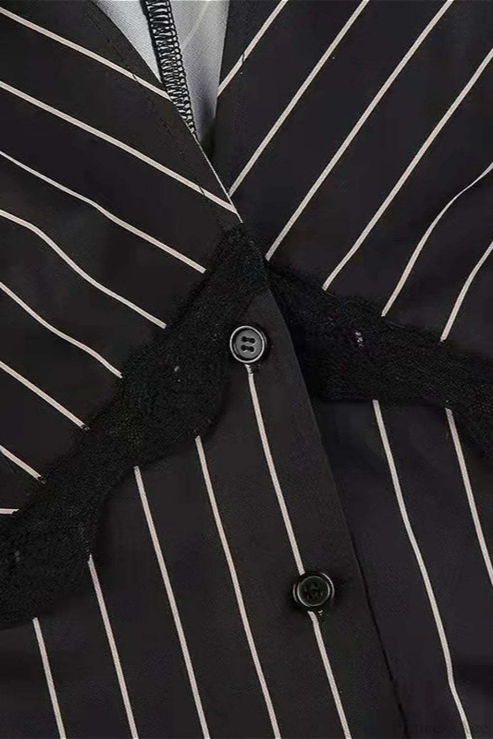 Vintage Striped Lace Contrast Blouse