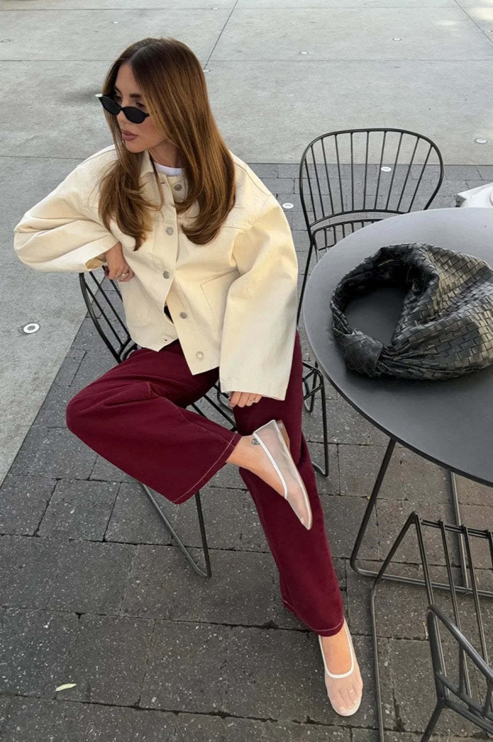 Vintage Twill Denim Solid Loose Lapel Jacket