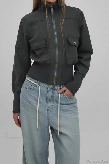 Vintage Utility Ribbed Pockets Jacket