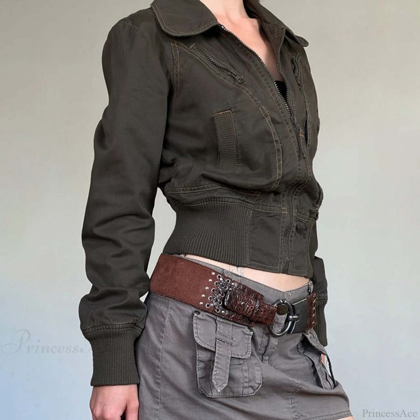 Vintage Utility Zip Slim Fit Pocket Jacket