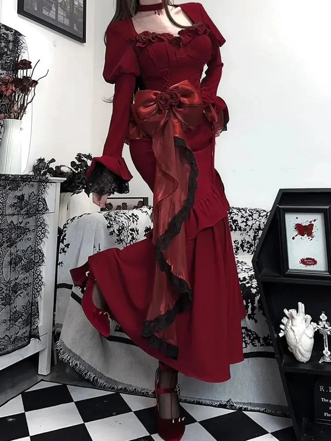 Vintage Velvet Tall Waist Rebel Midi Dress