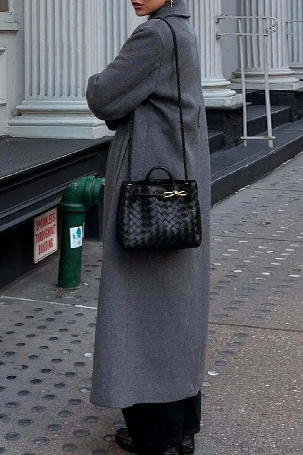 Vintage Wool Blend Notched Collar Oversized Elegant Overcoat