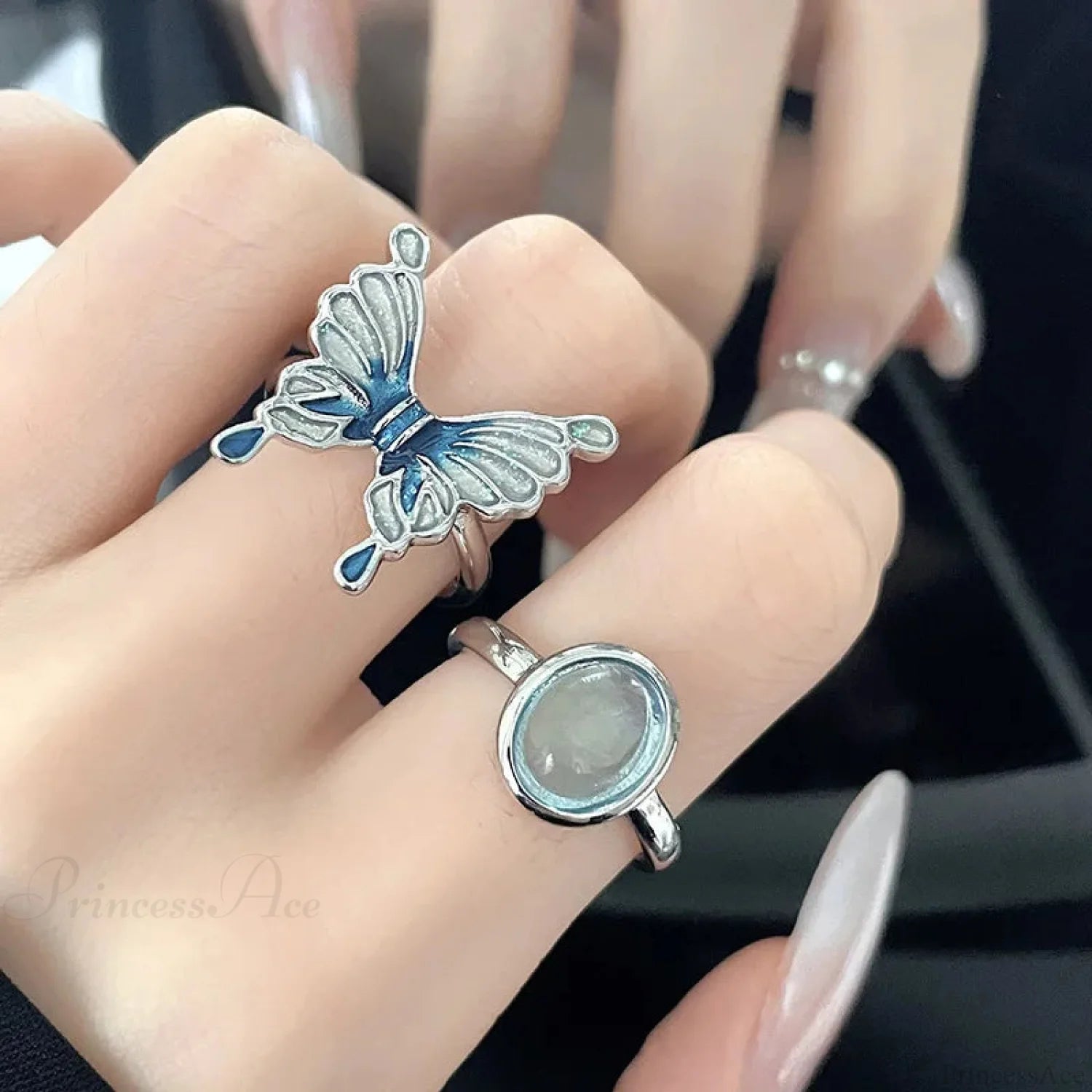 Vivid Stone Drip Rhinestone Gothic Ring