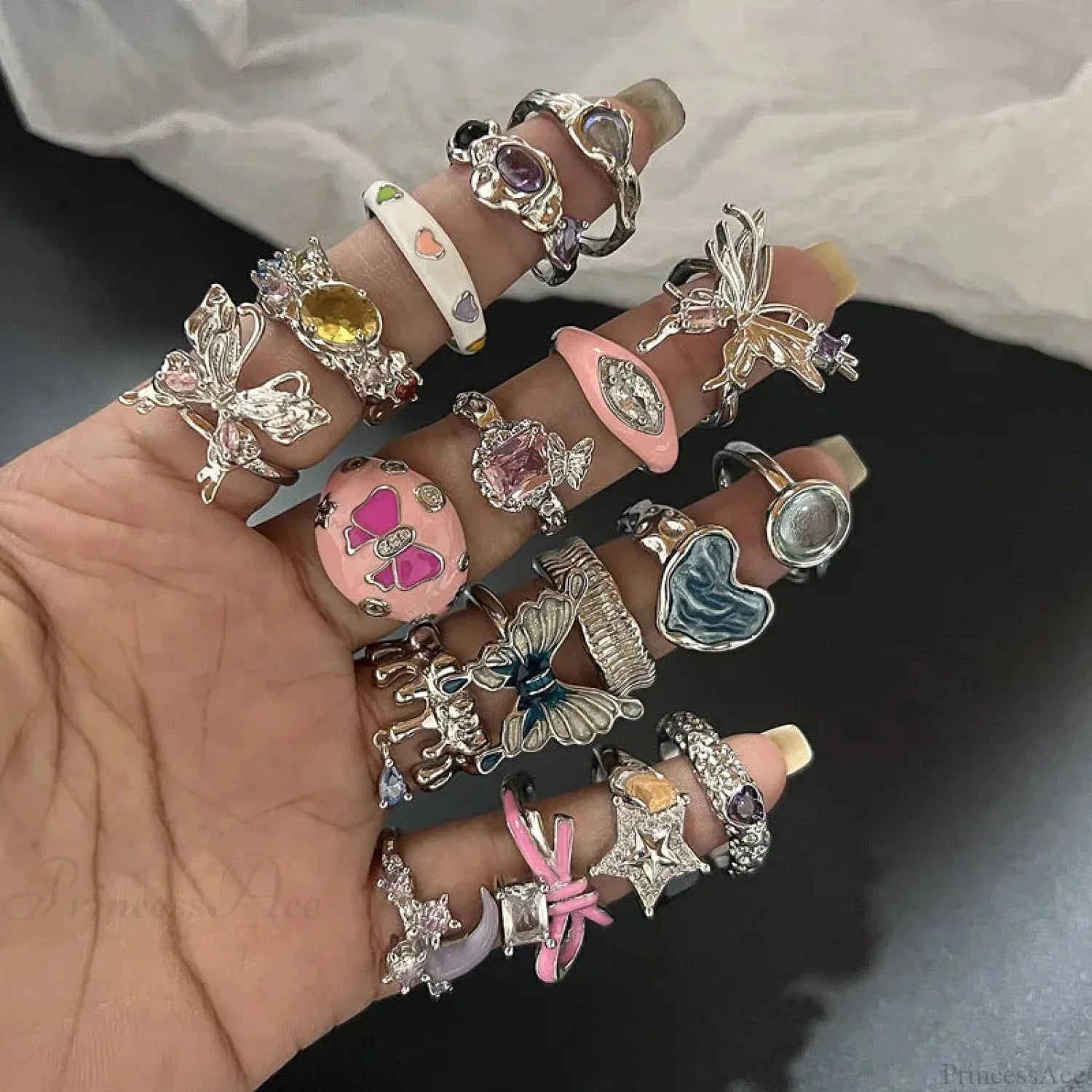 Vivid Stone Drip Rhinestone Gothic Ring