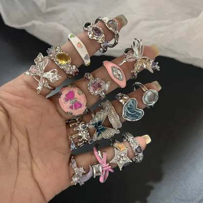 Vivid Stone Drip Rhinestone Gothic Ring