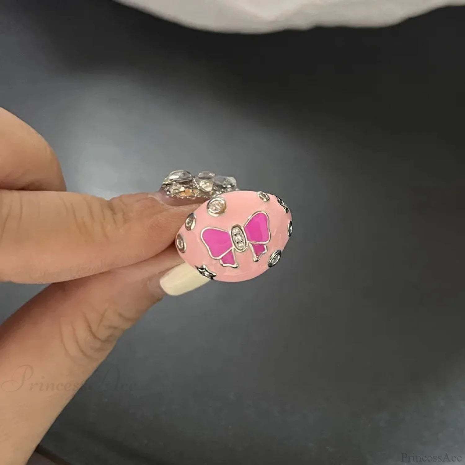 Vivid Stone Drip Rhinestone Gothic Ring color