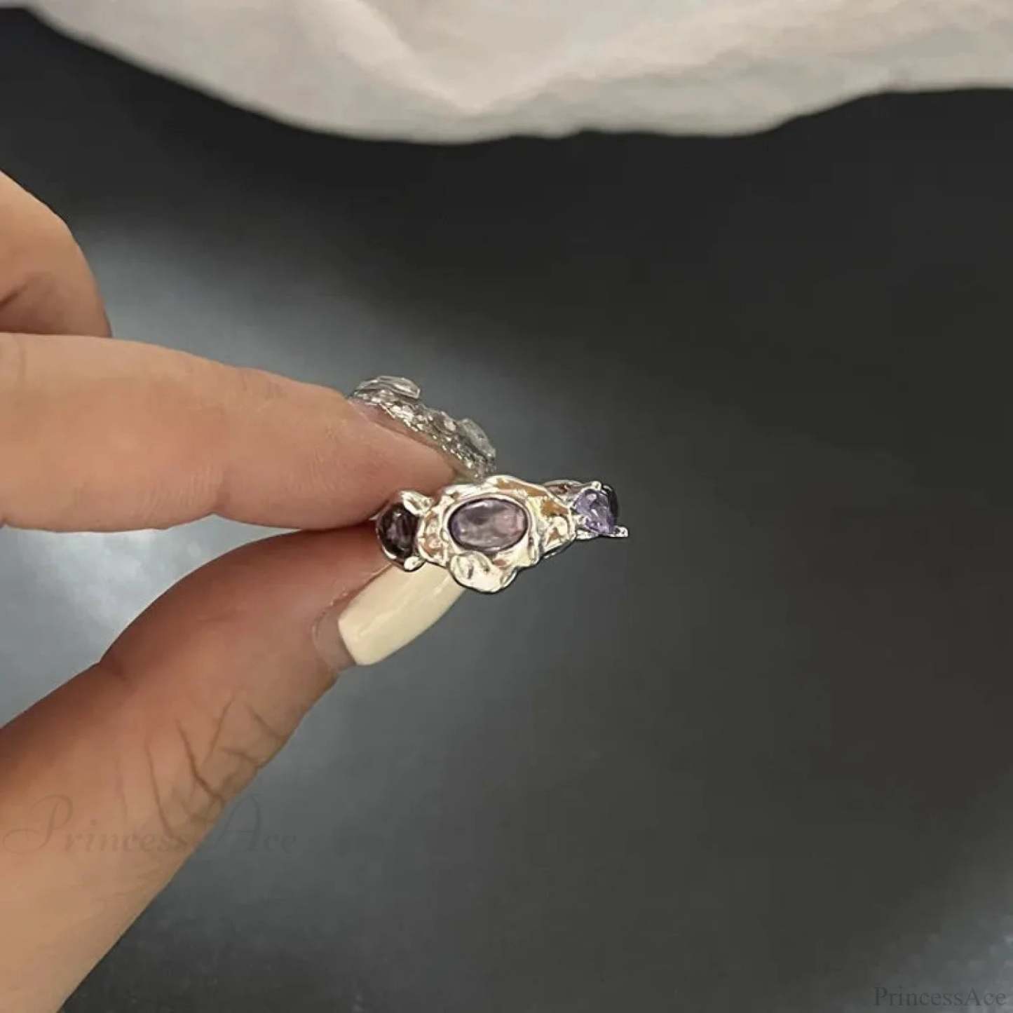 Vivid Stone Drip Rhinestone Gothic Ring color11