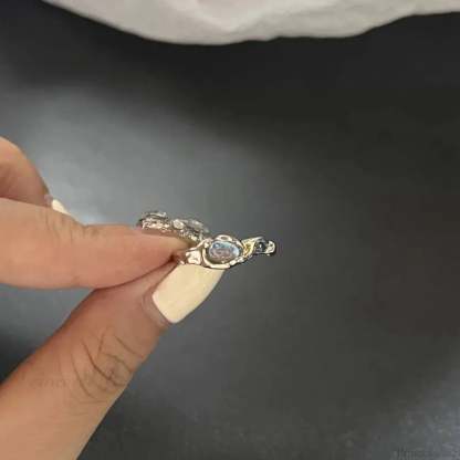 Vivid Stone Drip Rhinestone Gothic Ring color14