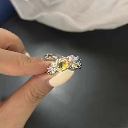 Vivid Stone Drip Rhinestone Gothic Ring color5