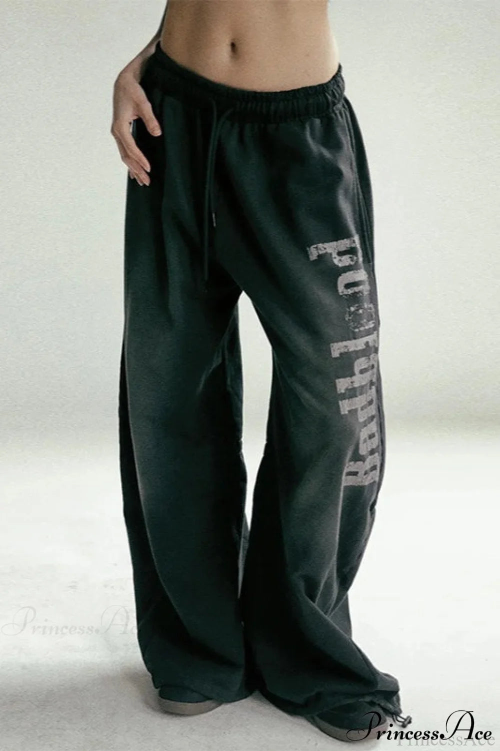 Washed Loose Wide-Leg Casual Pants Black / XS