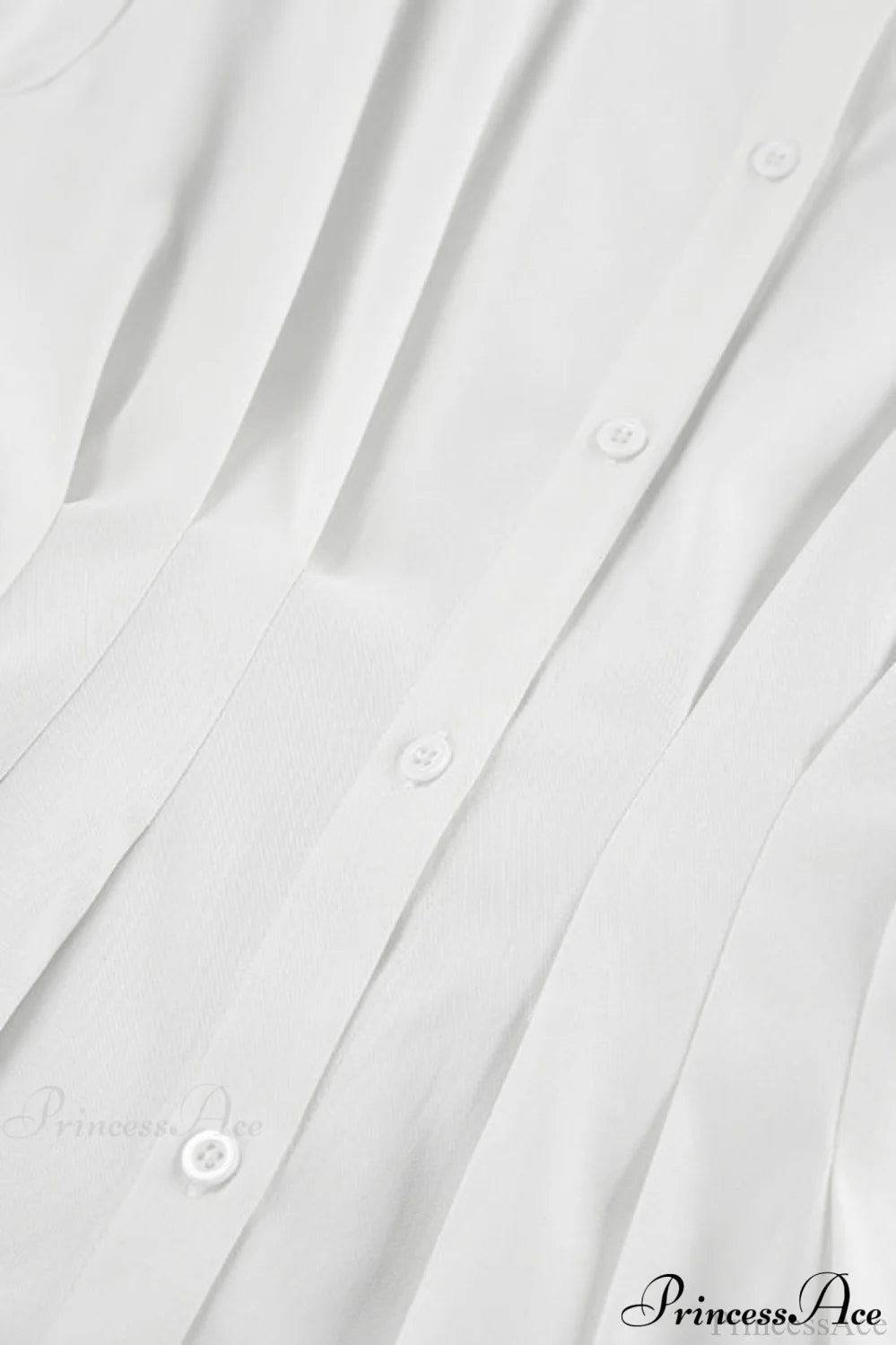 White Pleated Waist Slim Blouse