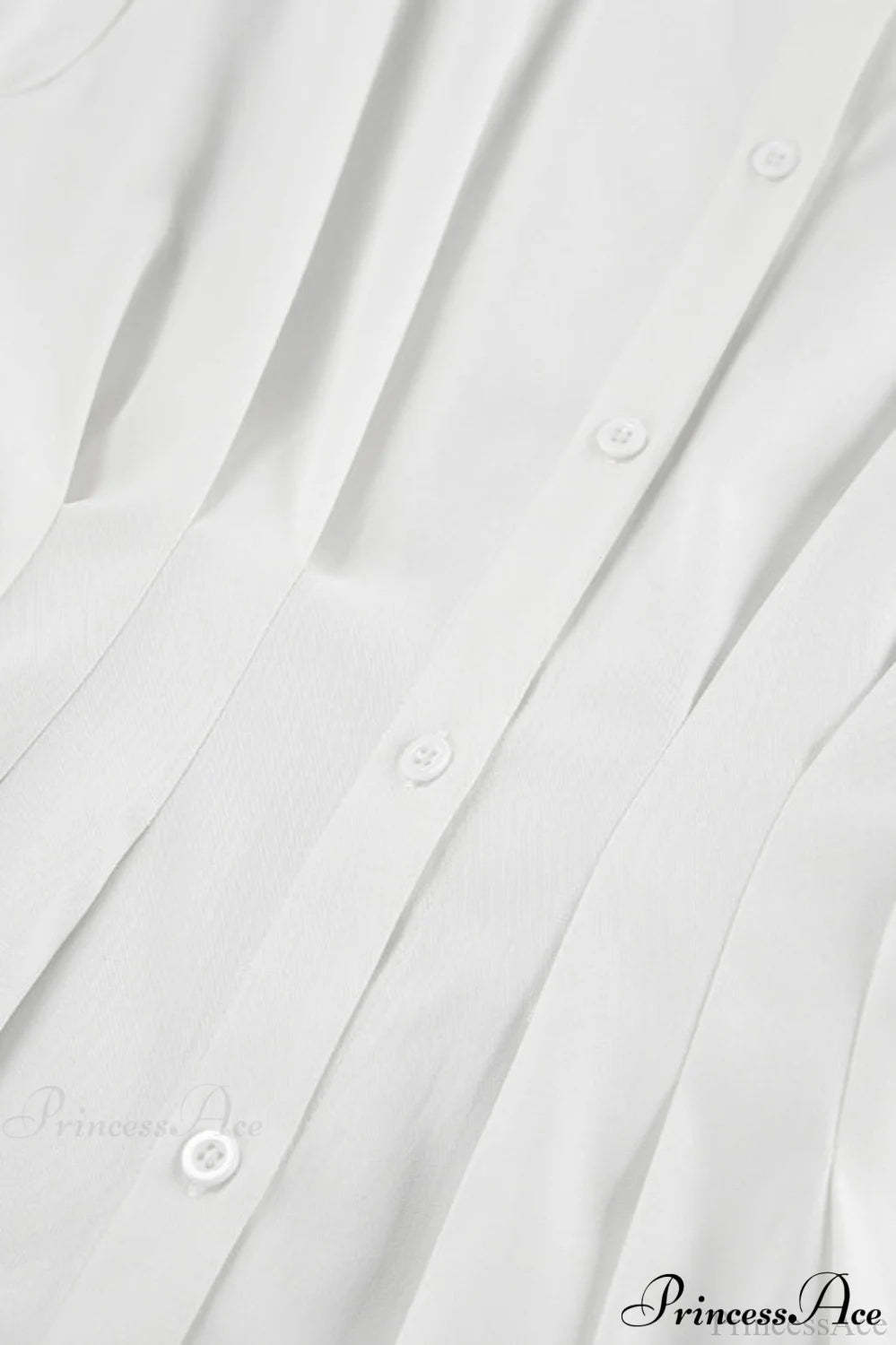 White Pleated Waist Slim Blouse