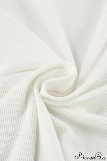 White Turtleneck Slim Knit Long Sleeve Tee