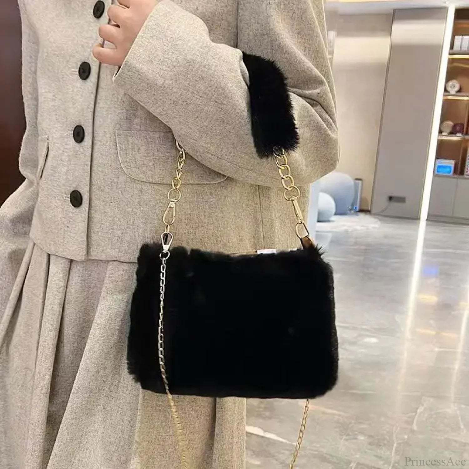 Winter Plush Fluffy Small Square Crossbody Handbag handbag-250126