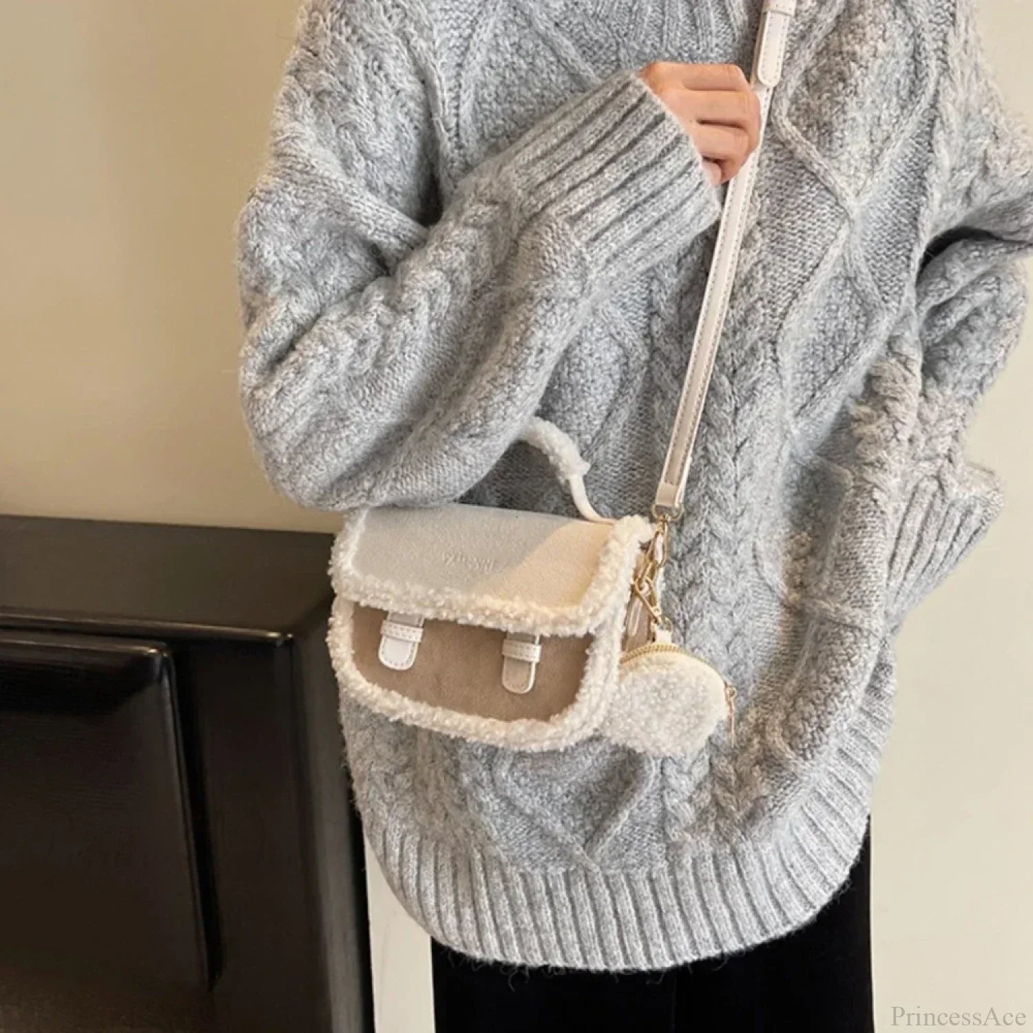 Winter Plush Small Square Crossbody Handbag handbag-250126