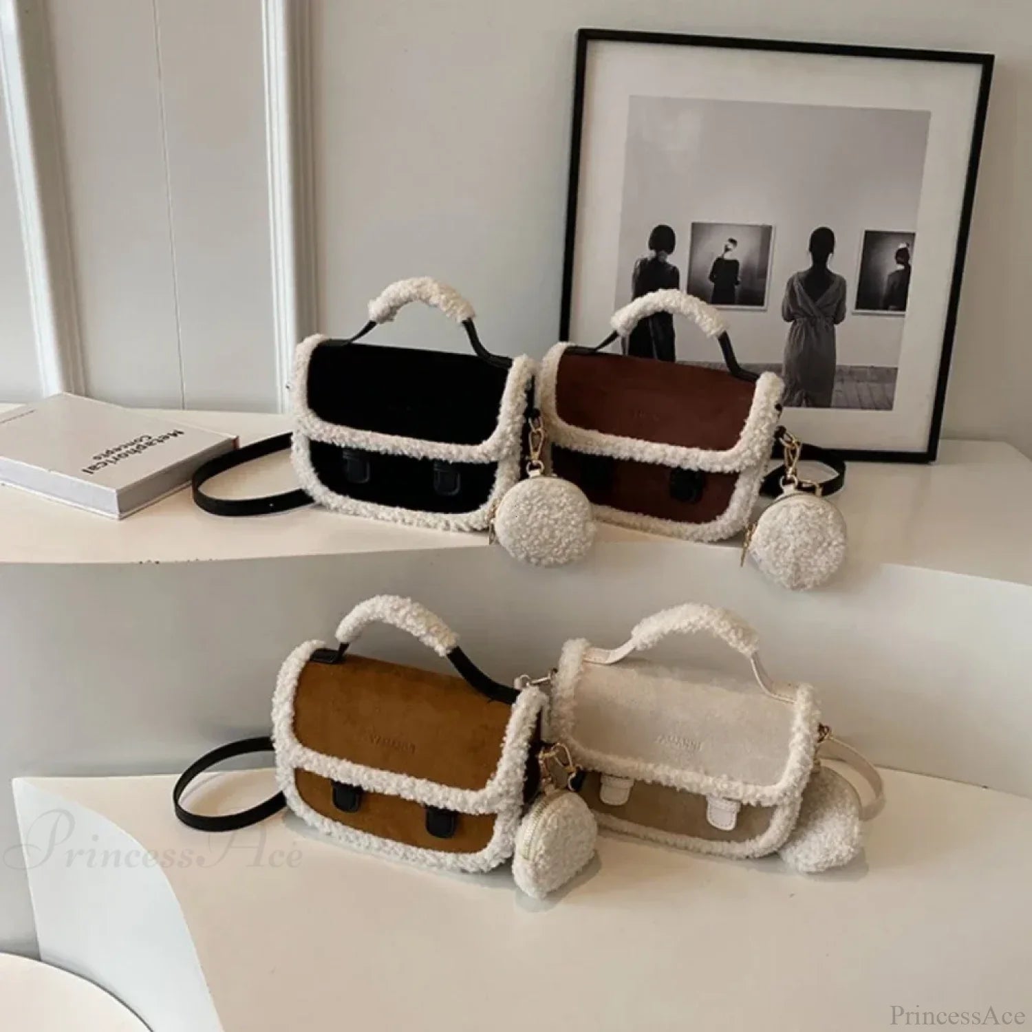 Winter Plush Small Square Crossbody Handbag handbag-250126