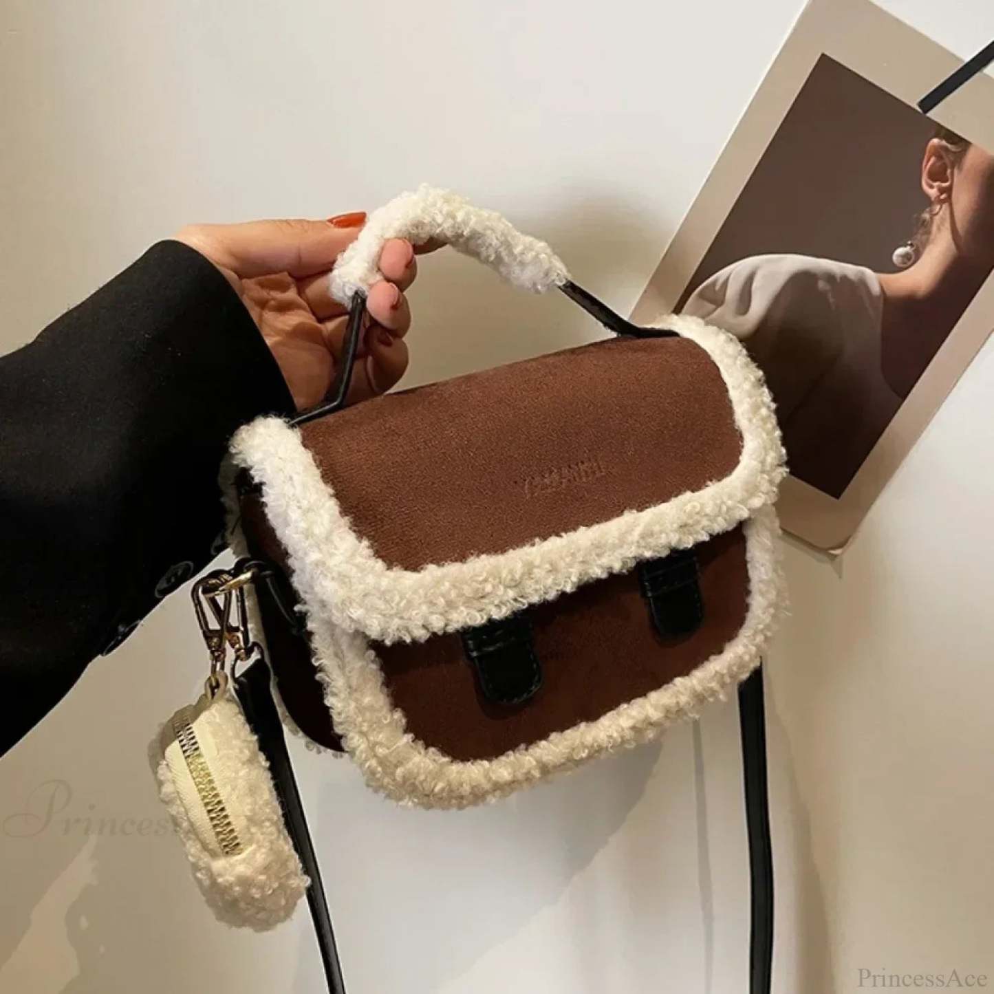 Winter Plush Small Square Crossbody Handbag handbag-250126