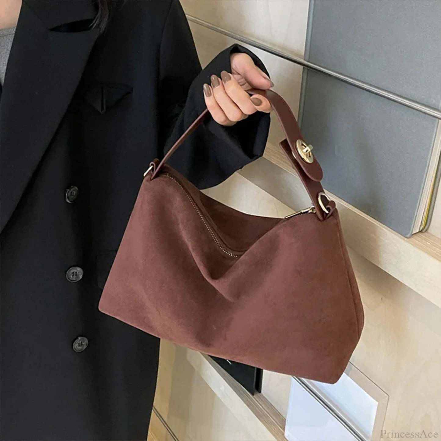 Autumn Winter Matte Suede Cow Leather Handbag handbag-250126