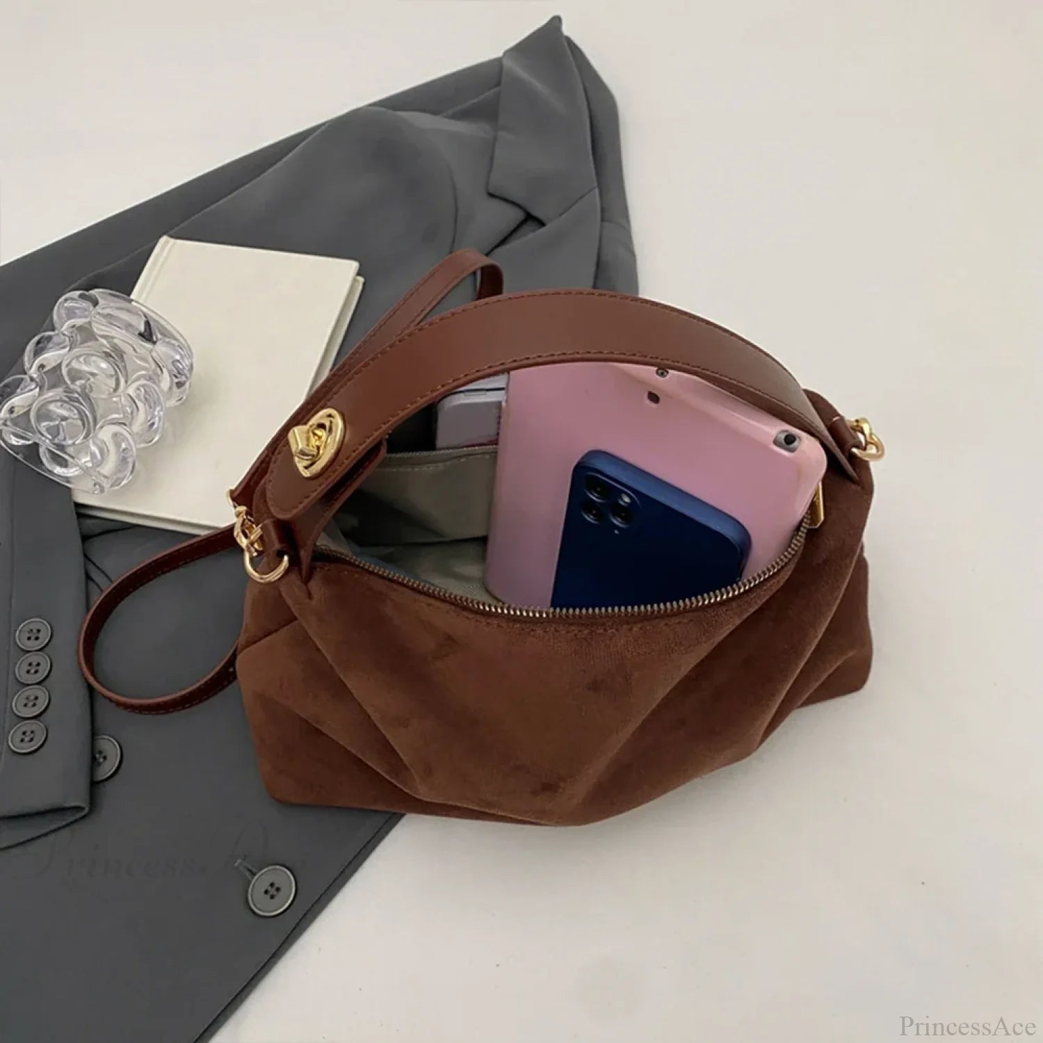 Autumn Winter Matte Suede Cow Leather Handbag handbag-250126