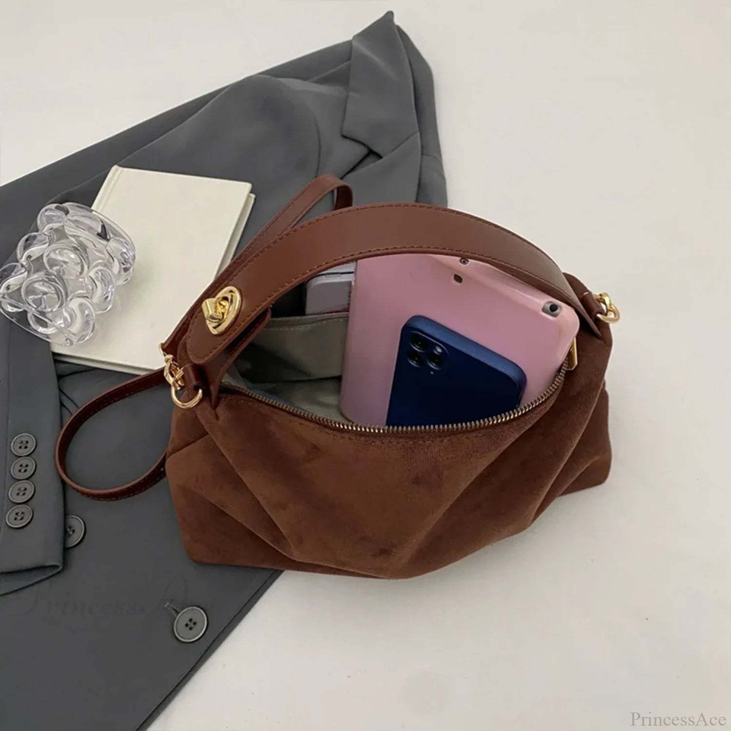 Autumn Winter Matte Suede Cow Leather Handbag handbag-250126