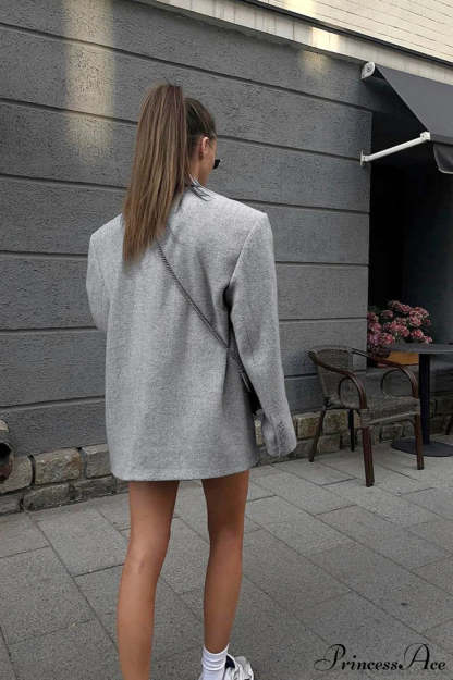 Wool Blazer Loose Elegant Commute Coat