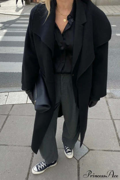 Woolen Tweed Mid Length Work Overcoat