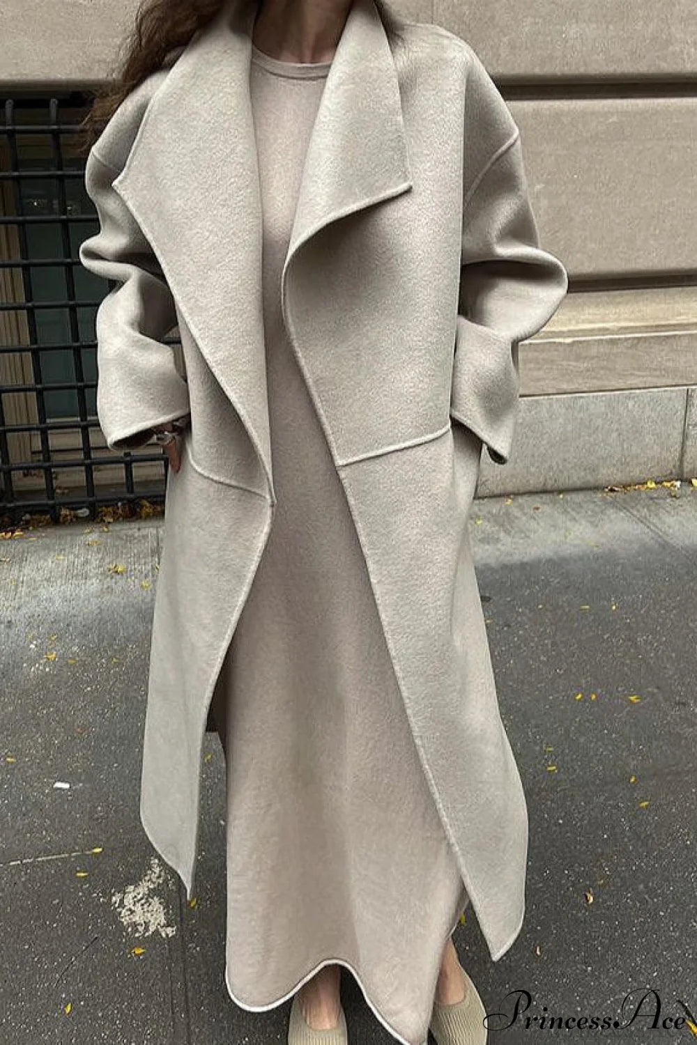 Woolen Tweed Mid Length Work Overcoat