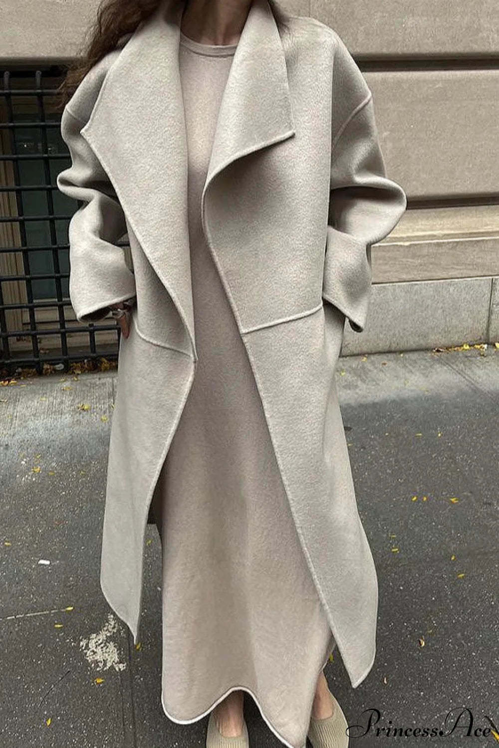 Woolen Tweed Mid Length Work Overcoat