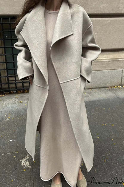 Woolen Tweed Mid Length Work Overcoat