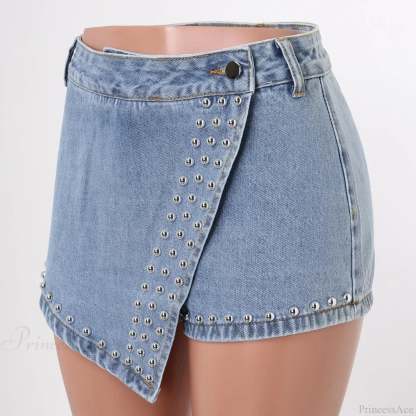 Wrap IrRegular Skinny Denim Short short-250223