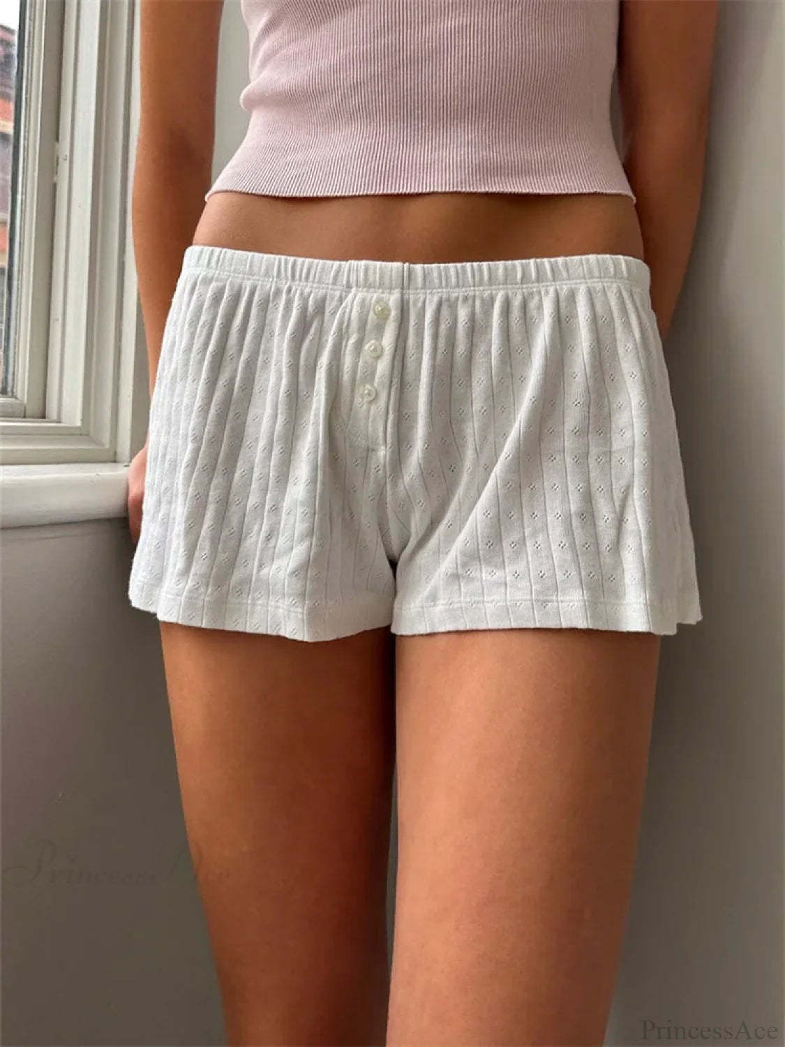 Y2K Button Lace Vintage Short short-250223