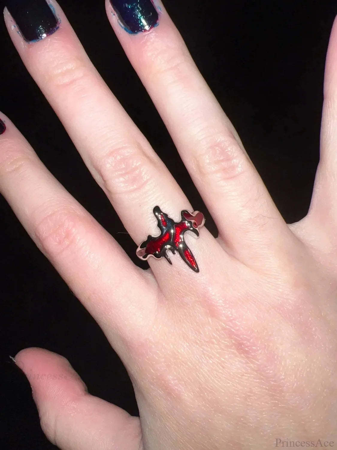 Y2K Gothic Animal Spider Crimson Crystal Ring