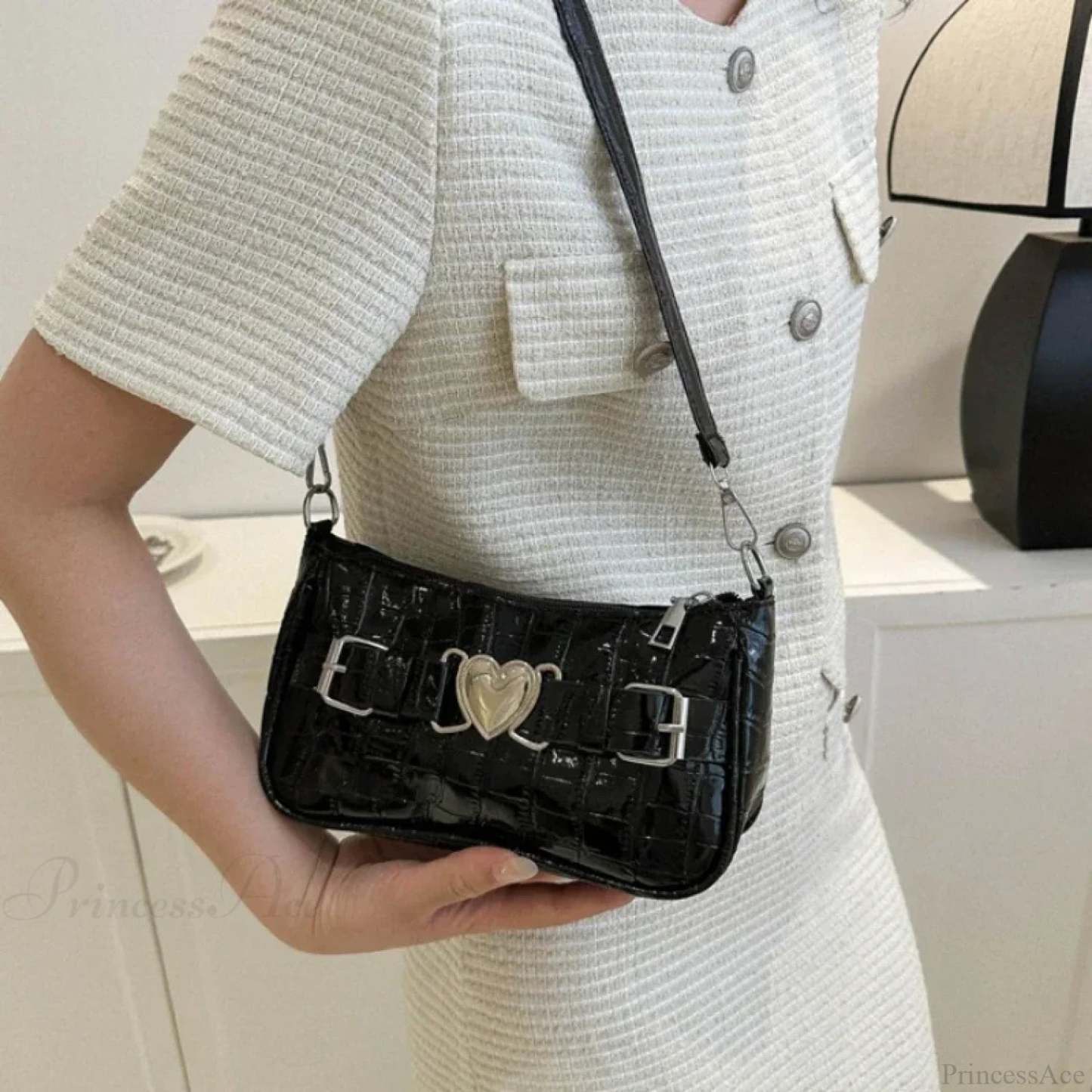 Y2K Peach Heart Leather Shoulder Bag shoulder-250126