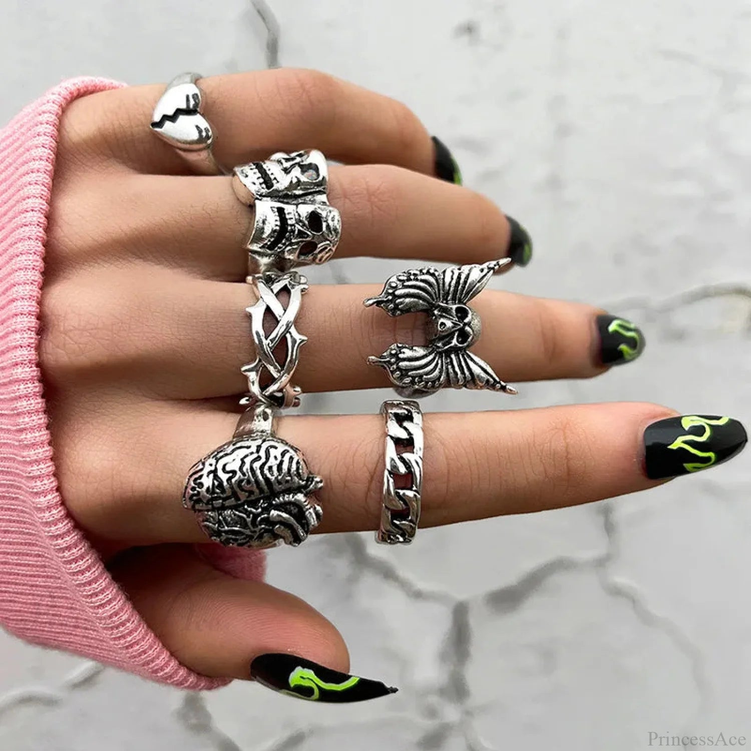 Y2K Rebel Rap Gothic Spider Ring
