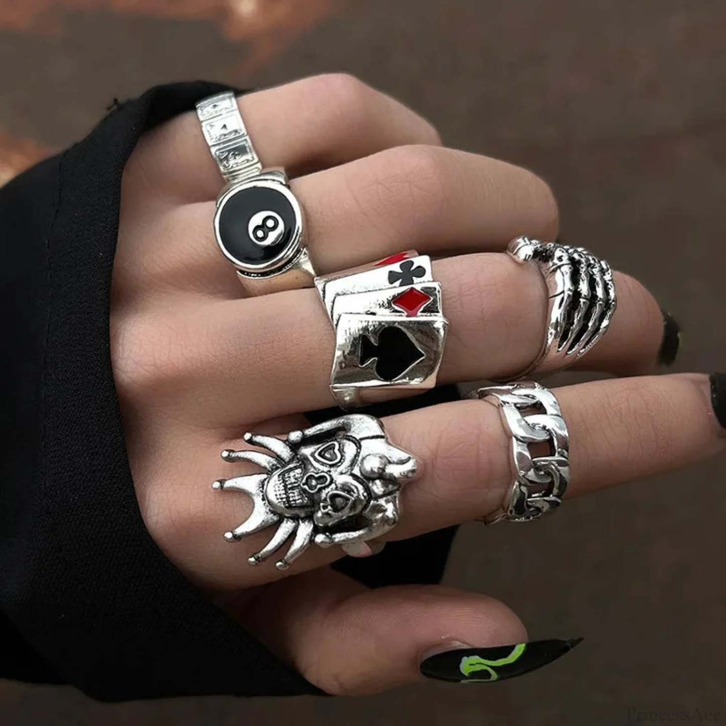 Y2K Rebel Rap Gothic Spider Ring