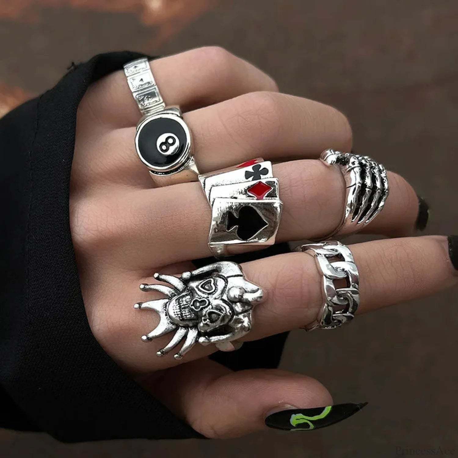 Y2K Rebel Rap Gothic Spider Ring