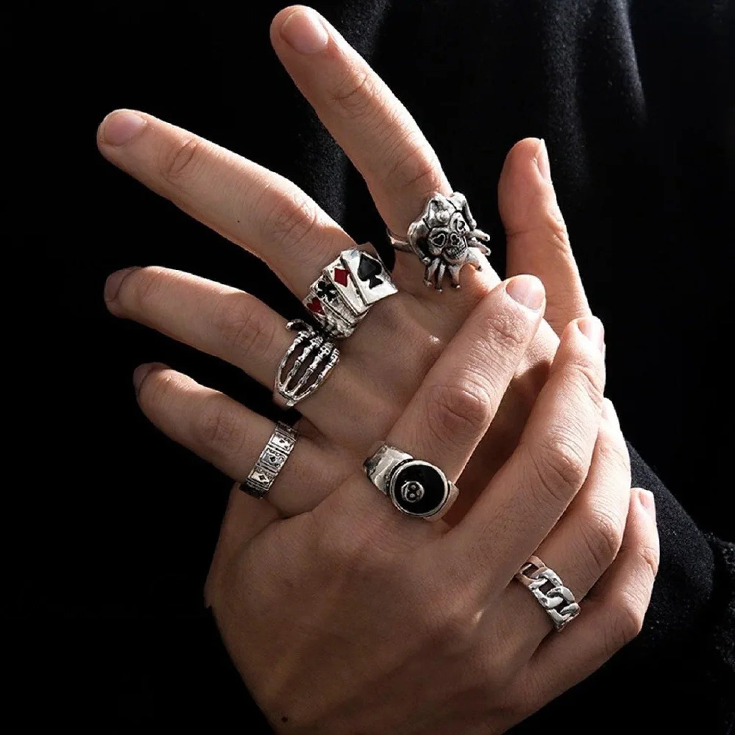 Y2K Rebel Rap Gothic Spider Ring sliver3