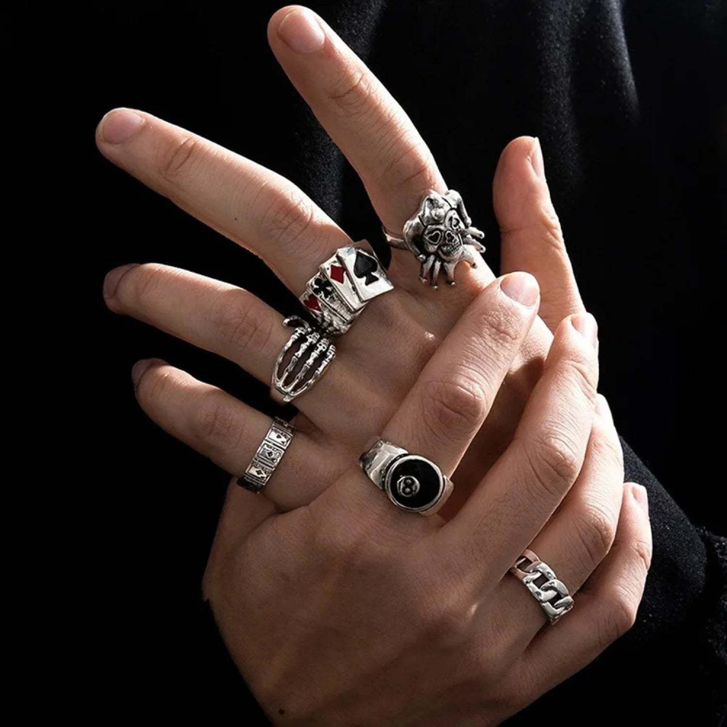 Y2K Rebel Rap Gothic Spider Ring sliver3