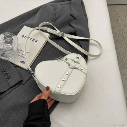 Y2K Rivet Heart-Shaped Crossbody Bag Beige crossbody-250126