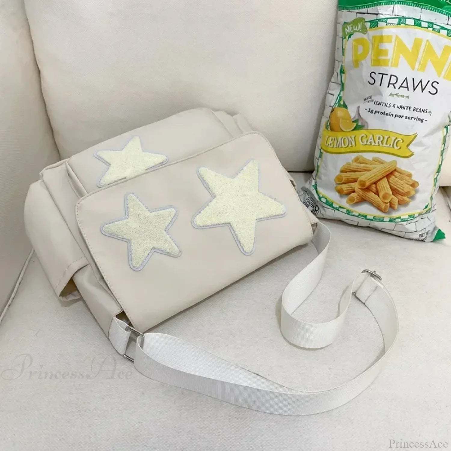 Star Pattern Y2K Casual Tote Shoulder Crossbody White crossbody-250126
