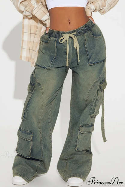 Y2K Street Hip-Hop Denim Cargo Pants