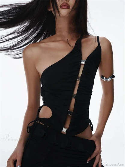 Y2K Tank Crop Top Black / S