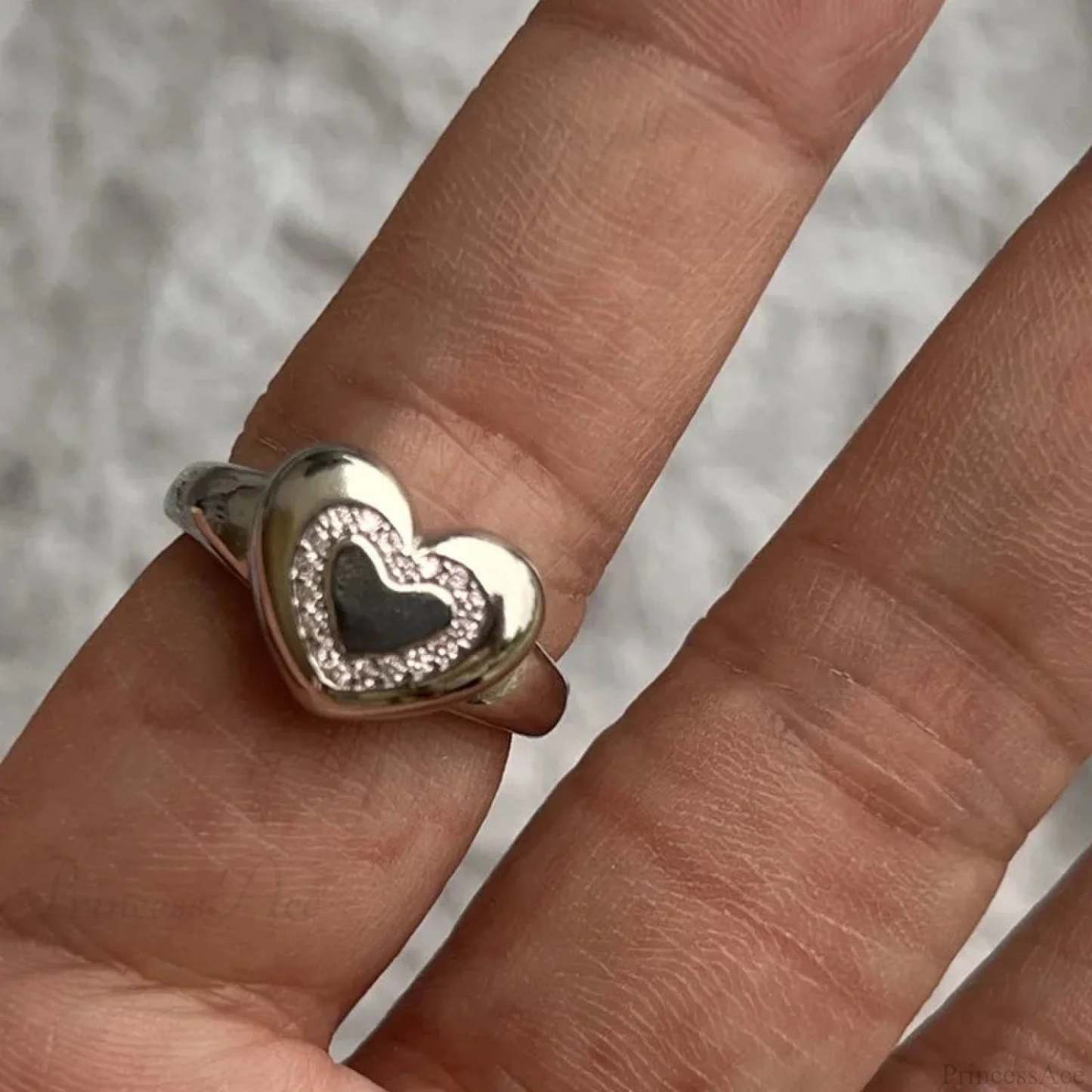 Y2K Transparent Heart Gothic Ring sliver15