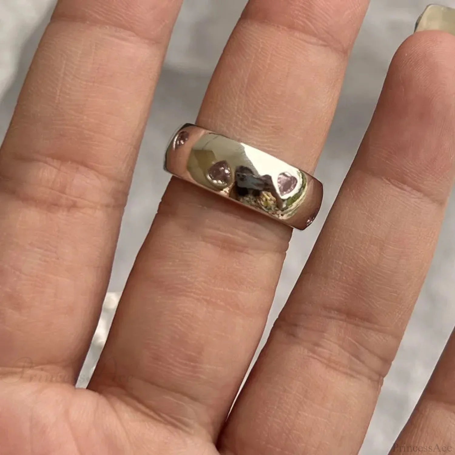 Y2K Transparent Heart Gothic Ring sliver6