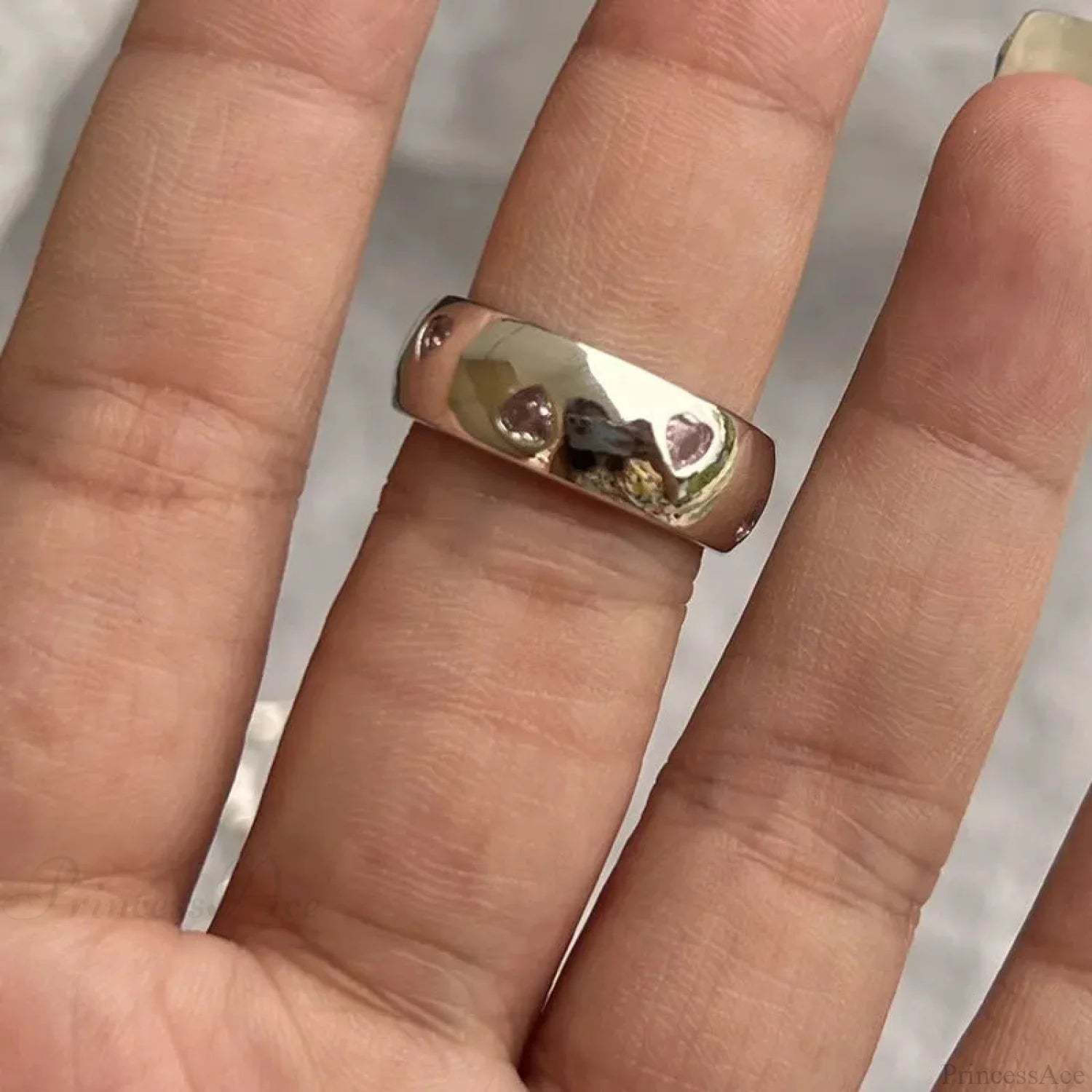 Y2K Transparent Heart Gothic Ring sliver6